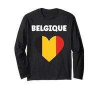 Citation Frites Drapeau belge Coeur Amour Belgique Maglia a Manica
