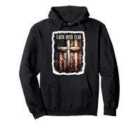 Citazione Cristiana con Scritta Faith Over Fear, Bandiera Americana Vintage Felpa con Cappuccio