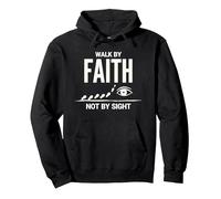 Citazione Cristiana ispiratrice Walk By Faith Not By Sight Felpa con Cappuccio, Unisex per Adulti, Nero, M