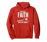 Citazione Cristiana ispiratrice Walk By Faith Not By Sight Felpa con Cappuccio, Unisex per Adulti, Rosso, XL