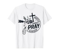 Citazione Cristiana Religioso Dio Hustle Pray Harder Jesus Work Maglietta