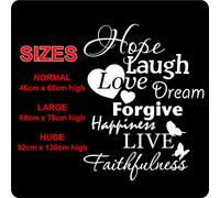 citazione da muro Hope LAUGH LOVE DREAM PERDONARE Adesivo parete decorazione