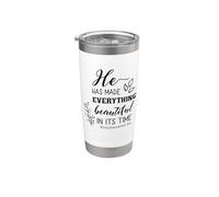 Citazione della Bibbia "He Has Made Everything Beautiful In Its Time" Bicchiere termico in acciaio inox doppia parete
