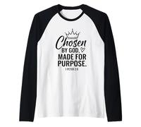 Citazione di Ispirazione Cristiana Chosen by God Made for Purpose Maglia con Maniche Raglan