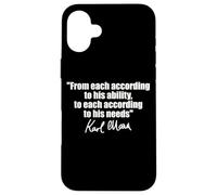 CITAZIONE DI KARL MARX: A OGNI SECONDO LE SUE ESIGENZE DI ABILITÀ Custodia per iPhone 16 Plus