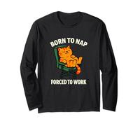 Citazione Divertente Born to Nap Lazy Maglia a Manica