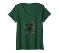 Citazione Divertente con Scritta in Inglese It's Not Dog Hair Its Canine Confetti Maglietta con Collo a V, Donna, Verde Foresta, XL