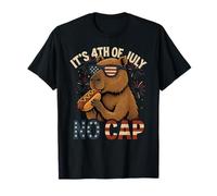 Citazione divertente del 4 luglio American Capybara Patriot No Cap Meme Maglietta