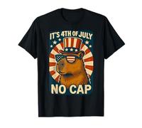 Citazione divertente del 4 luglio American Capybara Patriot No Cap Meme Maglietta