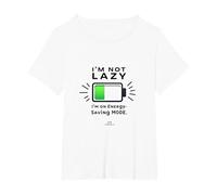 Citazione Divertente della Batteria I'm Not Lazy Energy Saving Mode Maglietta, Donna Plus-Size, Bianco, 2X