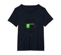 Citazione Divertente della Batteria I'm Not Lazy Energy Saving Mode Maglietta, Donna Plus-Size, Nero, 5X