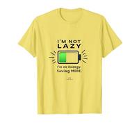 Citazione Divertente della Batteria I'm Not Lazy Energy Saving Mode Maglietta, Uomo, Limone, XL