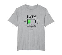 Citazione Divertente della Batteria I'm Not Lazy Energy Saving Mode Maglietta, Uomo Taglie Grandi, Grigio Melange, 4X Tall