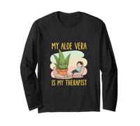 Citazione divertente della pianta di aloe vera - La mia aloe vera è il mio terapista D Maglia a Manica