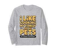 Citazione Divertente Mi Piace Cucinare la mia Famiglia e i Miei Animali Domestici usano virgole Maglia a Manica