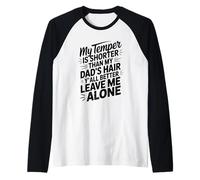 Citazione divertente My Temper più breve divertente papà capelli umorismo dicendo Maglia con Maniche Raglan