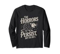 Citazione Divertente The Horrors Persist But So Do I Rat Vintage Maglia a Manica