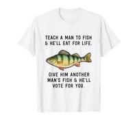 Citazione ispiratrice Teach A Man To Fish, Colore Blu Erica Maglietta