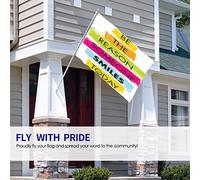 Citazione motivazionale Bandiera 3x5 FT Parola Sii il motivo per cui qualcuno sorride oggi Arcobaleno Bandiere per esterni Grandi striscioni per cortile di benvenuto Giardino per la casa Decorazione