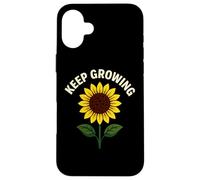 Citazione motivazionale con girasole per continuare a crescere Custodia per iPhone 16 Plus
