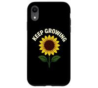 Citazione motivazionale con girasole per continuare a crescere Custodia per iPhone XR