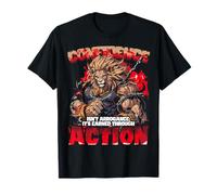 Citazione motivazionale "Confidence Earned Through Action Lion Maglietta