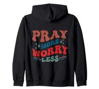 Citazione motivazionale "Pray More Worry Less Felpa con Cappuccio
