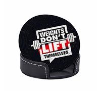 Citazione motivazionale Sotto chieri per bevande con supporto Confezione da 6 pesi Non sollevarsi Allenamento in palestra Parola sportiva Sotto chieri assorbenti in pelle PU Regalo di inaugurazion