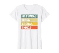 Citazione Personalizzata Divertente con Scritta I'm Esdras Doing Esdras Things Maglietta con Stampa Grafica Economica, Donna, Bianco, XL