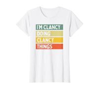 Citazione Personalizzata Divertente I'm Clancy Doing Clancy Things Maglietta con Stampa Grafica Economica, Donna, Bianco, S