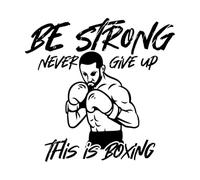 citazione poster boxe design sii forte non mollare mai stile retrò vintage Adesivi murali in vinile 54.6x56.9cm Non cade Nero