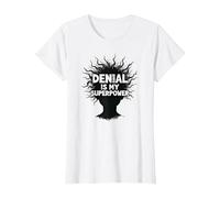 Citazione sarcastica Divertente It's Fine Denial Is My Superpower Maglietta, Donna, Bianco, 3XL