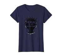 Citazione sarcastica Divertente It's Fine Denial Is My Superpower Maglietta, Donna, Navy, 3XL