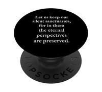Citazione Silent Sanctuaries - Testo bianco letterario minimalista PopSockets PopGrip Adesivo