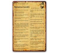 Citazioni del Mahatma Gandhi, arte murale, cartello in metallo vintage, stampe in stile fattoria, quadri da parete per bagno, decorazione artistica, stampa, pittura, decorazione rettangolare per cuci