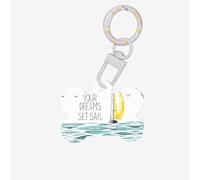 Citazioni Let Your Dreams Set Sail Stampa Medaglietta per cani a forma di osso a doppia faccia Modello Medagliette identificative per cani a forma di osso Medagliette per cani