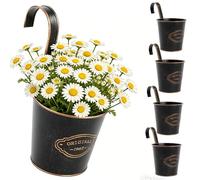 CITÉTOILE Set di 4 vasi sospesi da balcone con foro di drenaggio, vaso da fiori da appendere, piccolo vaso da fiori in metallo, da appendere in stile vintage