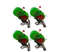 Cith Way - Allarme di abboccata con luce a LED, con clip, con clip (verde, 4 clip in metallo)