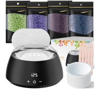 CITHOT Cera Brasiliana Kit, Scaldacera Professionale per Depilazione, Siliconico Depilazione Barattolo con LCD Temperatura Regolabile (Nero, 21 * 21 * 15cm)