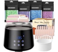 CITHOT Scaldacera at Home, Cera Brasiliana Kit con Riscaldamento del Timer, Fornello di Siliconico Depilazione Barattolo Con Termostato e Cera Spatole, Nero
