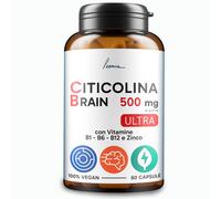 Citicolina Pura 500 mg con Zinco e Vitamine B1 B6 B12 60 Capsule Per memoria e
