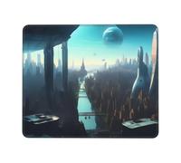 Cities of the Future - Tappetino per mouse quadrato con base in gomma antiscivolo impermeabile per computer portatile da ufficio, mouse wireless per casa, ufficio, viaggi, 20 x 24 cm