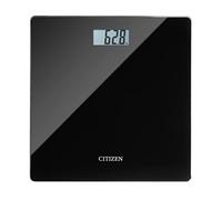 Citizen Bilancia Digitale da Bagno, alta precisione per il peso corporeo con ampio display LCD, tecnologia Step-On, design ultrasottile in vetro temperato, opzioni kg/lb/st, colore nero