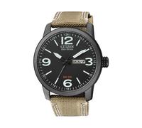 Citizen BM8476-23E Men's Eco-Drive Military Watch, Black Dial, Beige Canvas Strap