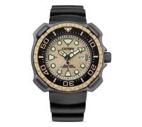 Citizen BN0226-10P Men's Promaster Marine Eco-Drive Diver Watch, Gold Dial, Black Polyurethane Strap