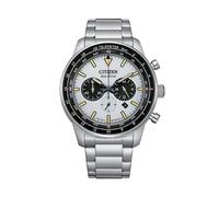 Citizen CA4500-91A Men's Eco-Drive Chronograph Watch - 44mm White Dial, Stainless Steel Bracelet