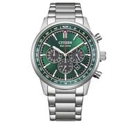 Citizen CA4720-52X Eco-Drive - Cronografo solare da uomo, colore: argento, quadrante verde con cinturino in acciaio inox