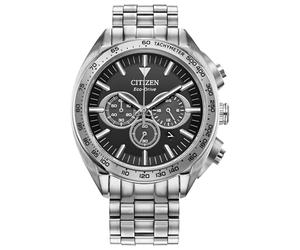 Citizen Carson Eco-Drive CA4540-54E - Orologio da uomo con cassa e cinturino in acciaio inossidabile color argento da 43 mm con quadrante nero