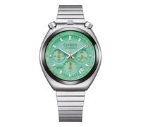 Citizen Chronograph Tsuno Bullhead Orologio Quarzo con Quadrante Verde, Cassa Acciaio 43mm, Bracciale Acciaio, Tachimetro, WR 50m AN3660-73X Garanzia Ufficiale 5 Anni