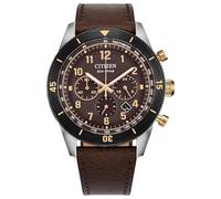 Citizen Cronografo da uomo Eco-Drive Terra Force, cassa in acciaio inossidabile color argento e cinturino in pelle marrone con quadrante marrone (modello: CA4746-08X)